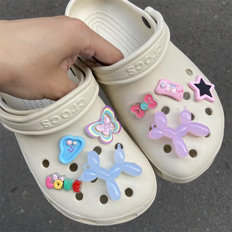 Cute Cartoon Shoe Charms Set Cute Balloon Dog Chain buckle Child Shoes Decorations Creative DIY 3D Shoe accessories 1 set image 3