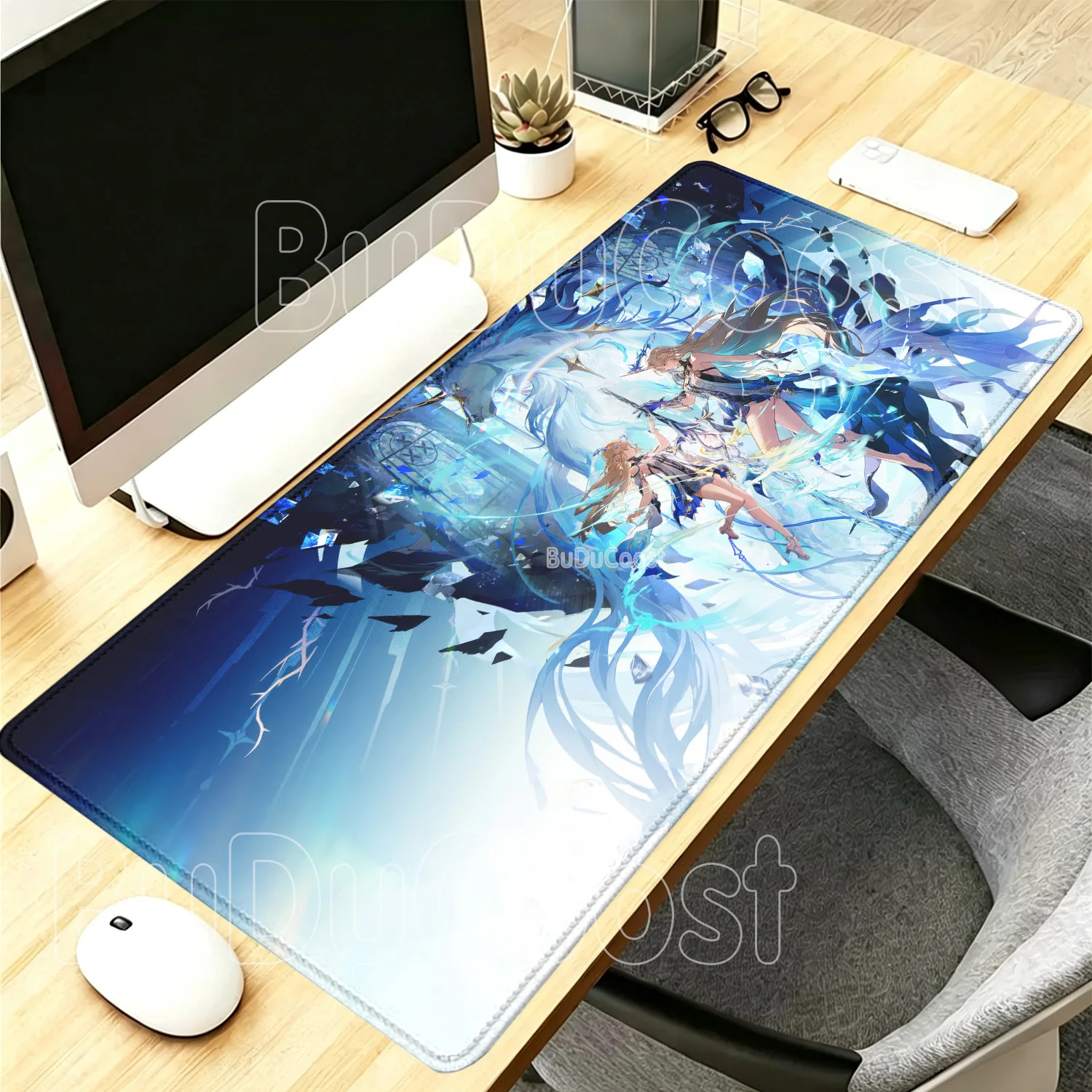 Wuthering Waves Cartethyia Mousepad HD Printing Office accessories Gaming Nonslip base Mouse Pad Anime girl Keyboard PC Desk Mat