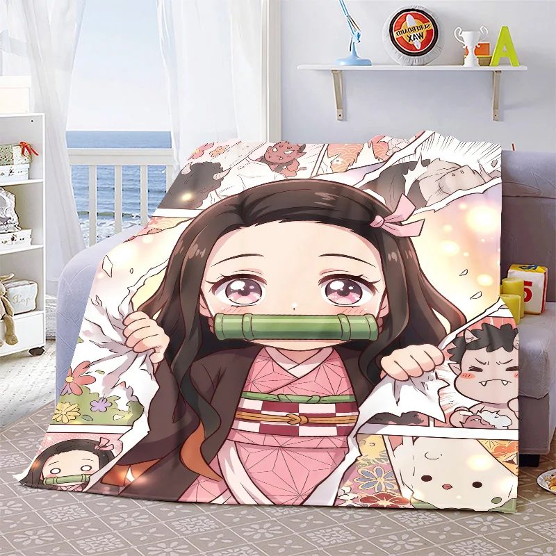 Nezuko Kamado Soft Warm Flannel Blanket Throw Cozy Lightweight Blanket for Bed Sofa Home Decor -QJY