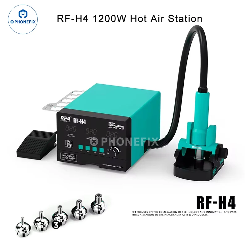 RF4 RF-H4 1200W Intelligent Hot Air Soldering Station Powerful Heat Gun BGA Rework Station for Cell Phone PCB Desoldering Repair