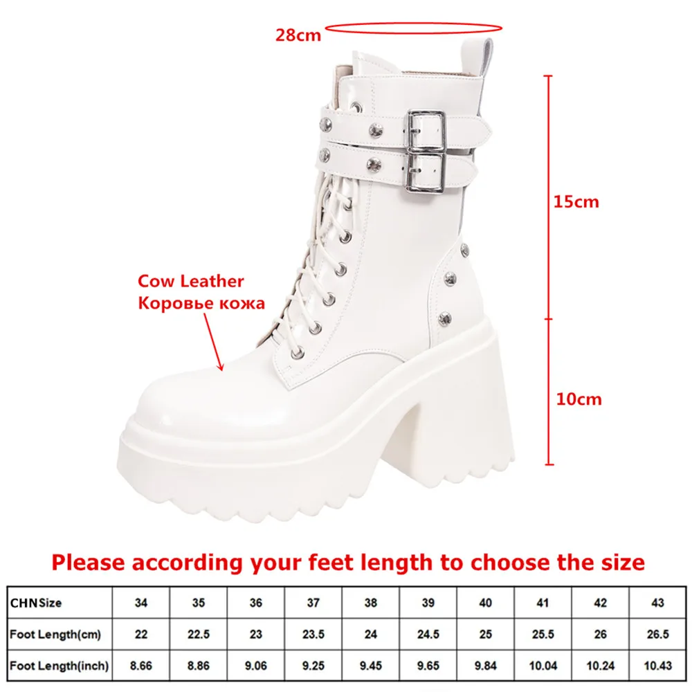 MILI-MIYA Women's Classic Platform Calfskin Ankle Boots With Lightweight Polyurethane Foam Non-Slip Soles And Extra-High Chunky