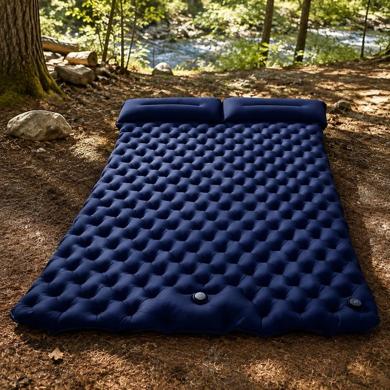 Lightweight Inflatable Double Bed Mattress, Portable Wide Sleeping Pad for Camping, Travel, and Vehicle Use