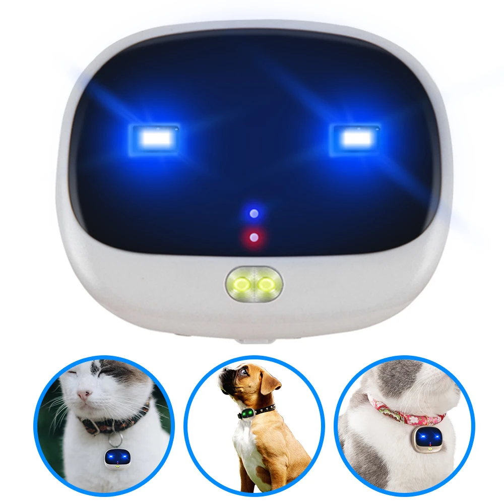 Mini 4G LTE Pet GPS Tracker Waterproof IP67 Cat Dog Tracking Device with Colorful Lights Animal Locator Geo Fence Monitor