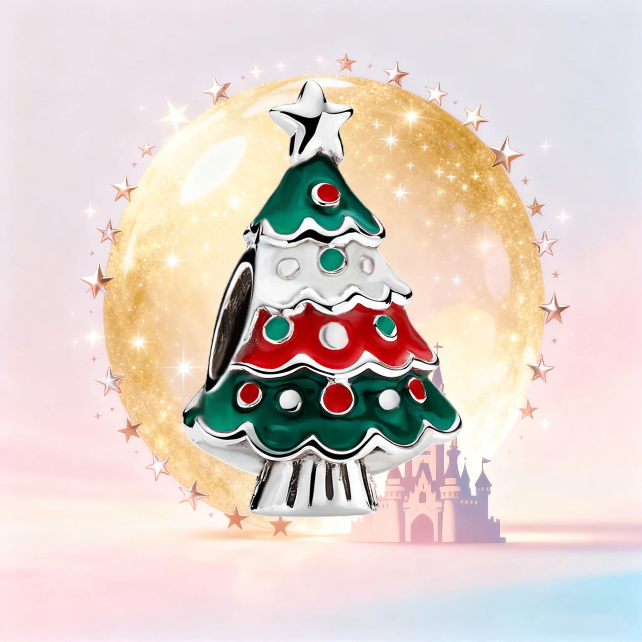 

Disney S925 Стерлингового Серебра Рождественская Елка Шарм Бусина Подходит Змеиная Кость Цепочка Браслет Модные Праздничные Ювелирные Изделия Подарок для Женщин