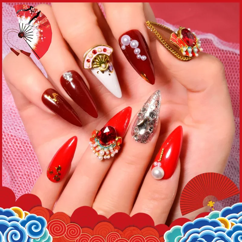 1Pc Chinese Style Nail Charms, Peking Opera facial mask rhinestones, trendy decorative studs for wedding DIY manicure ornaments