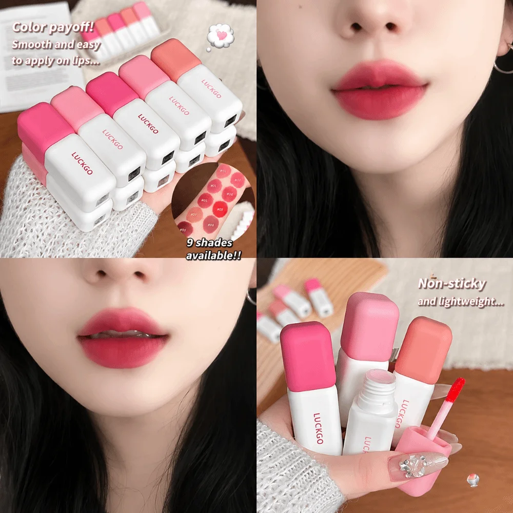 Low Saturation Matte Velvet Lipstick Non-Drying Fine Silky High Pigment Lip Glaze 9 Color Options Portable Soft-Focus Lip Tint