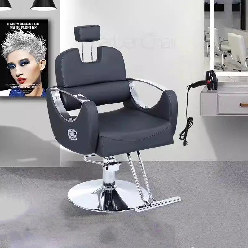 Silla De Barbero cómoda y moderna, muebles De salón De peluquería ajustables, color gris clásico con ruedas