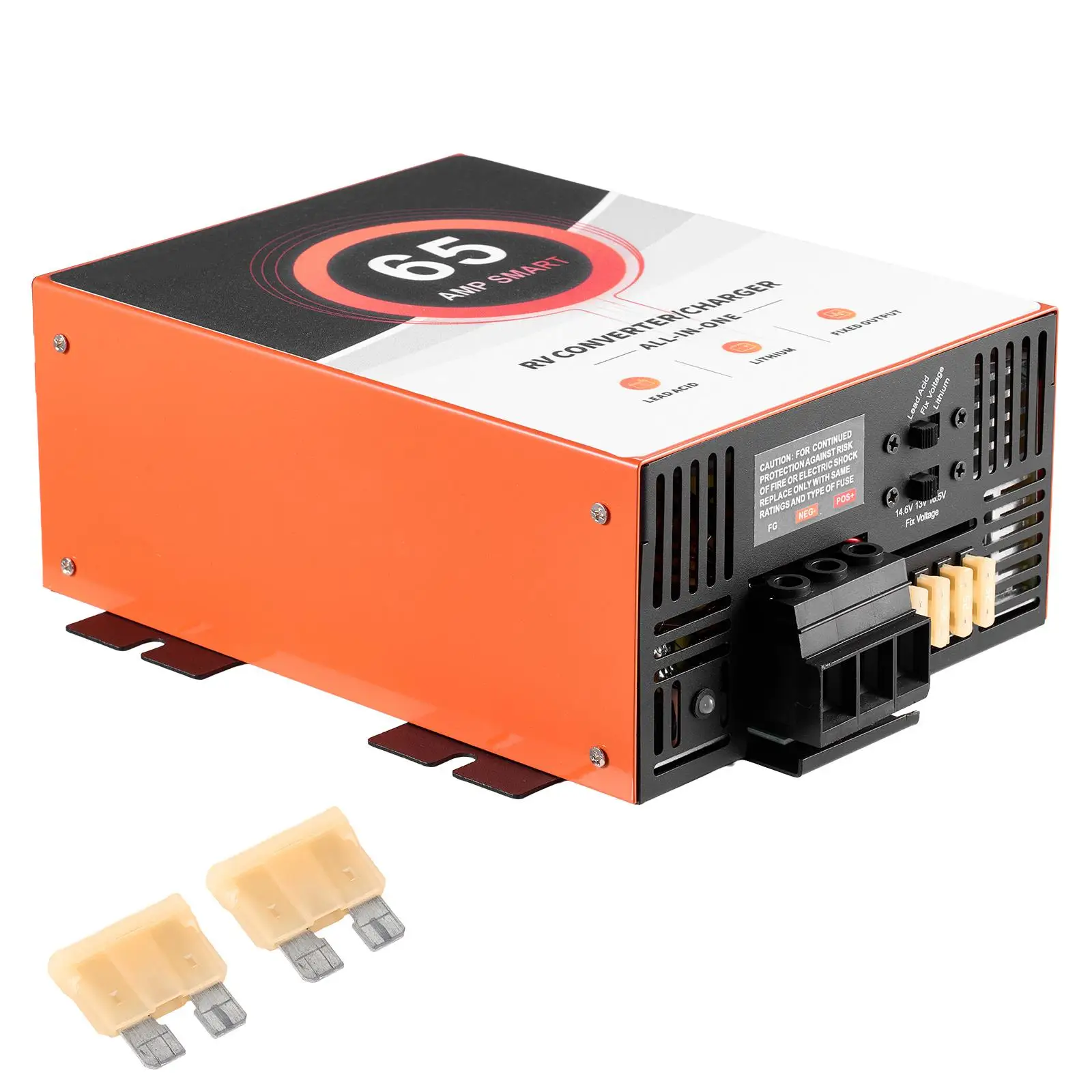 RV Power Converter, 65 Amp, 110V AC to 12V DC RV Converter Battery Charger, Multi Stage for Smart Charging, 13V to 16.5V Operating for range , Compatible with Lithium & Lead Acid Battery, for camper