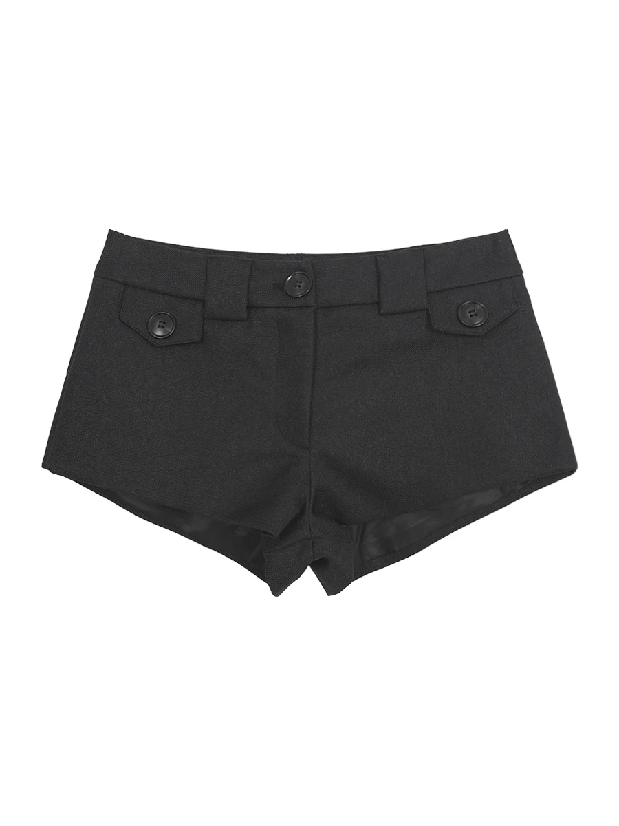 شورت نسائي أحمر بتصميم المشاهير، نمط أمريكي عصري، سروال قصير صيفي، خصر منخفض، أرجل مستقيمة، مزيج من البوليستر #1