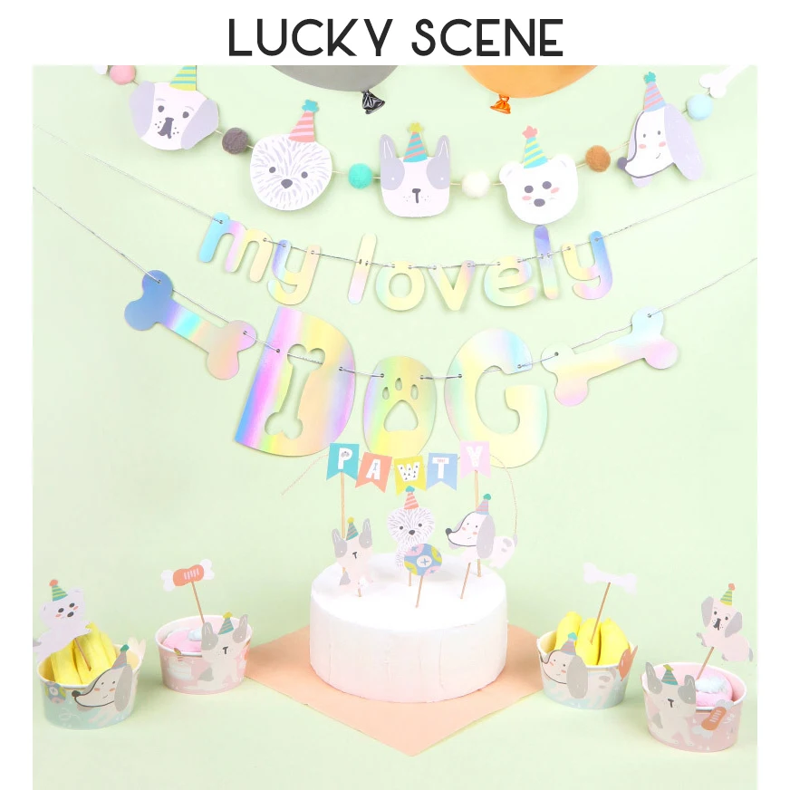 7Pcs Cat Dog Cake Card Birthday Party Flag Decoration Spot Pet Cat Supplies Cake Topper S01211