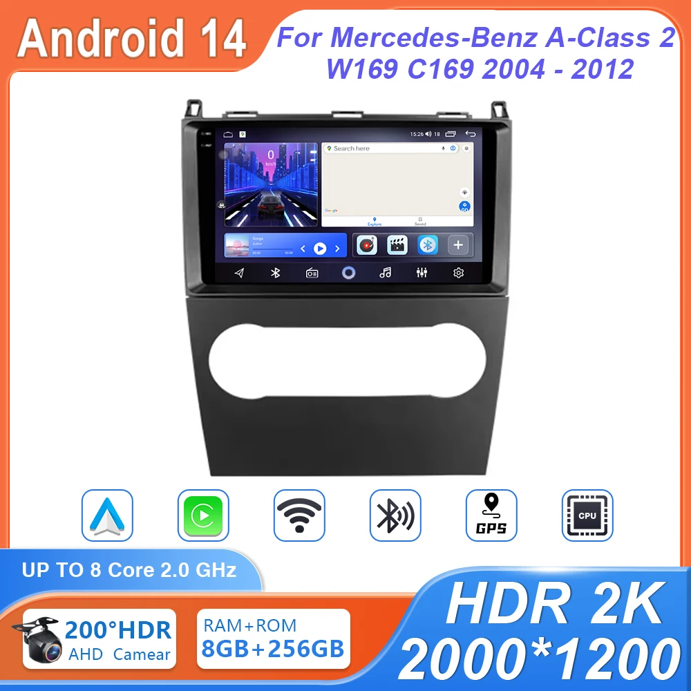 

Android 14 For Mercedes Benz B200 A B Class W169 A160 A180 A200 A220 2009 - 2012 GPS Car radio Multimedia Head unit BT Radio 4G