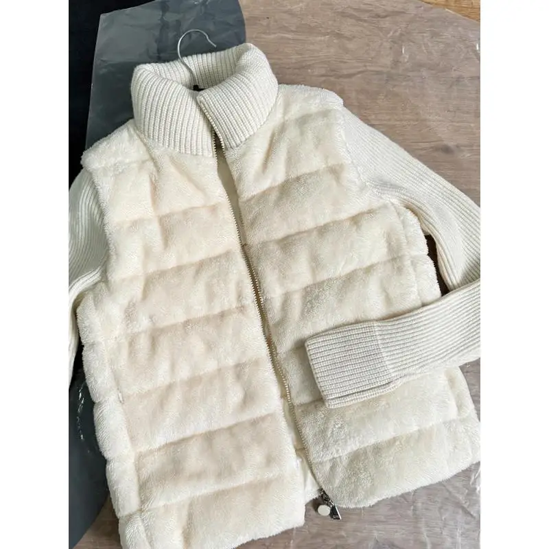 

2025 Autumn And Winter Teddy Velvet And Sheep Stitching Short Warm Down Jacket Coat