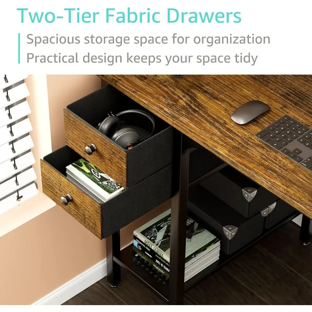 Computer Desk with Drawers - 40 Inch Work Small Desk for Bedroom Home Office, Simple Study Writing Table PC Desks