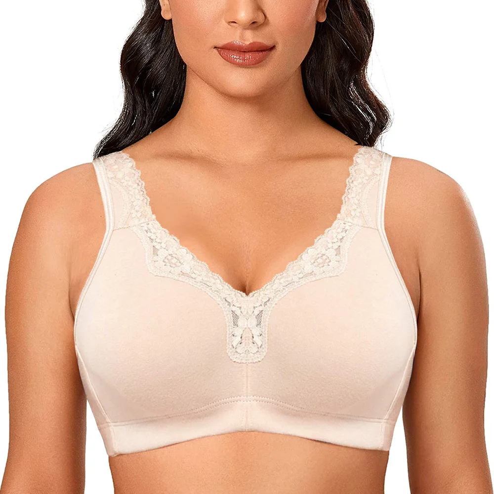 New Plus Size Bra Cotton Bra Women Bra Wireless Non-padded thin Full Coverage Bra Comfort Bralette Women\'s Bra C D E F G H I