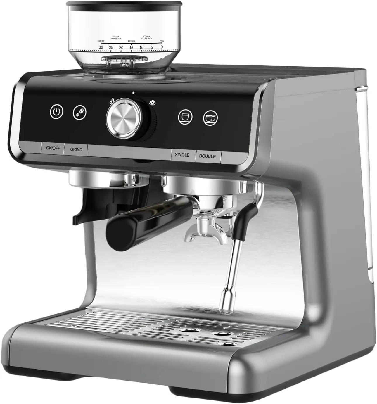 Machine With Grinder, Professional Espresso Maker With Milk Frother Steam Wand, Barista Latte Machine With Removable Wa