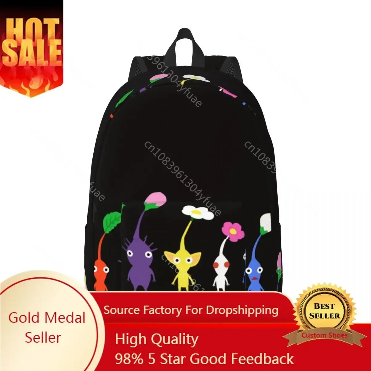Cute Pattern Backpack Game Cube Anime Outdoor Backpacks Women Fashion High School Bags Colorful Pattern Rucksack