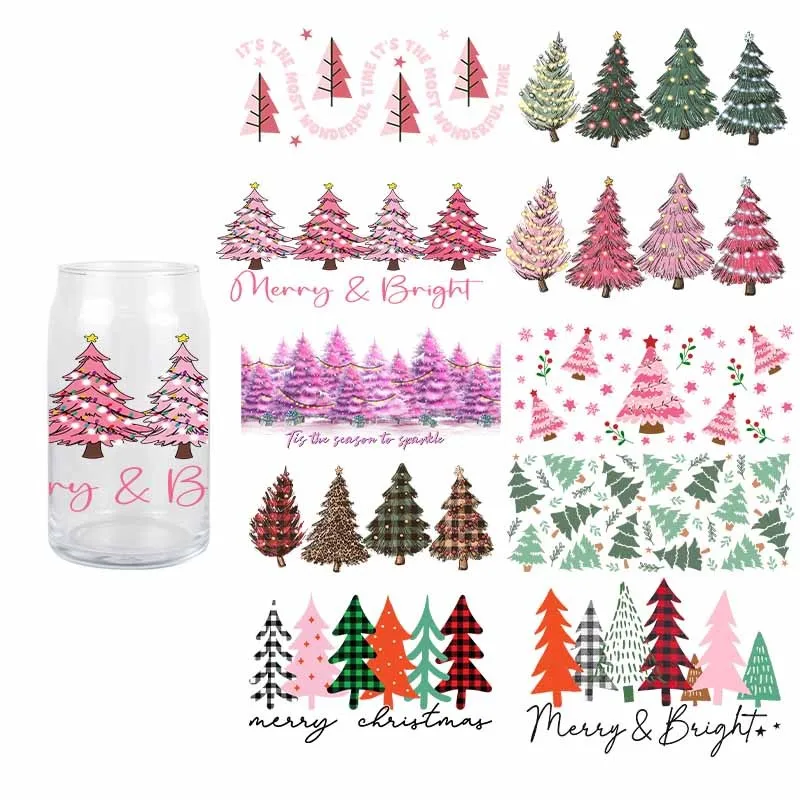 

3D Christmas UV DTF Transfer Sticker christmas tree Wraps Cup Waterproof Durable DIY UV DTF Decals