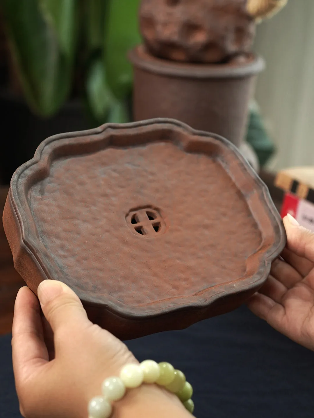 Rustic Ceramics Old Rock Mud Hibiscus Tea Pot Tray Chinese Style Gongfu Tea Set Tea Tray Tea Brewing Stage Tea Holder Tea Mat