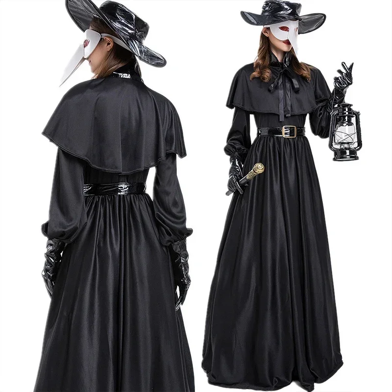 Robe d'Halloween à Capuche Médiévale pour Homme, Costume de Médecin de la Pandémie, Masque, Chapeau, Moine, Cosplay, Steampunk, Prêtre, Horreur, Magicien, Everak, Cape 5XL