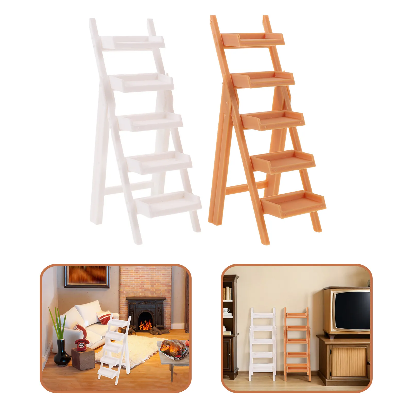 

2Pcs Miniature Display Stand Creative Tiered Shelf Stable Ladder Shape Mini Storage Rack for Mini Collectibles Plants Decorative
