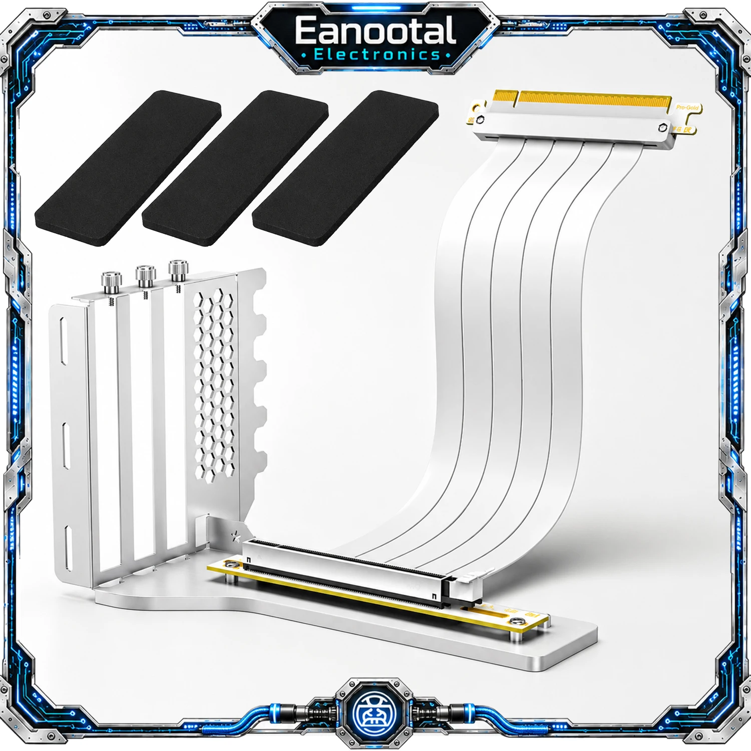Cable Riser PCIe 3.0/4.0 x16 para GPU con Soporte Vertical, Kit de Cable de Extensión para Tarjeta Gráfica para Caja de PC Gaming