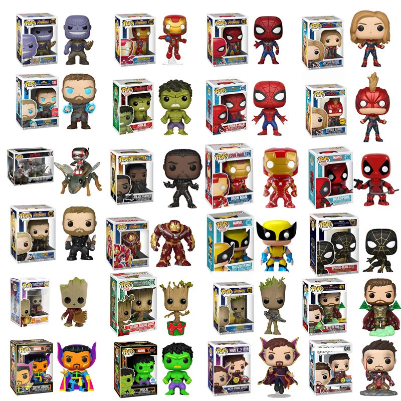 Marvel Funko Pop Avengers Spider Man Venom Iron Man Ant Man Black Panther Doctor Strange Handmade Collection Toy New Year's Gift