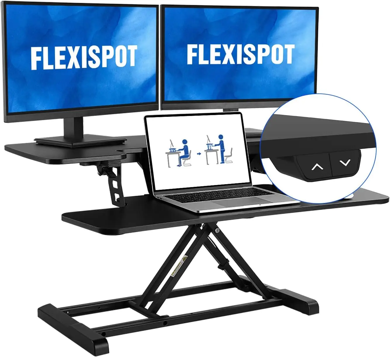 

Electric Standing Desk Converter 36" Wide Electric Standing Desk Lift for Monitors and Laptops, Black Height Adjustable Desk