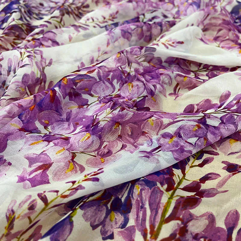 Brand Fashion Design Natural Poplin Cotton Fabric Summer Thin Perspective Polyester Chiffon Fabrics Cloth for Dress Material