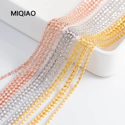 MIQIAO 925 Sterling Silver Bead Necklace Chain Long 40 45 50 55 60CM Wide 2 MM Women's Neck Jewelry Fine Ball Diamond Cutting