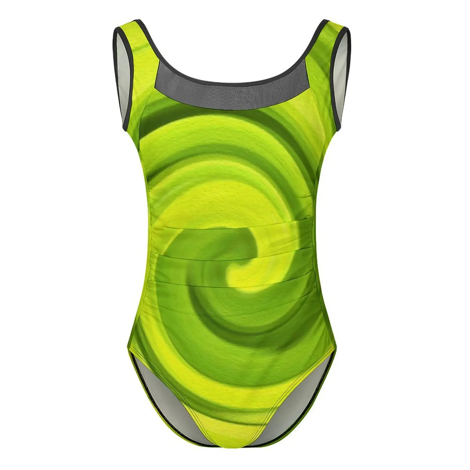 Costume da bagno verde artistico liquido Groovy Abstract Swirl Costumi da bagno Costume intero sportivo Mesh Monokini Donna Push Up Abbigliamento da spiaggia sexy