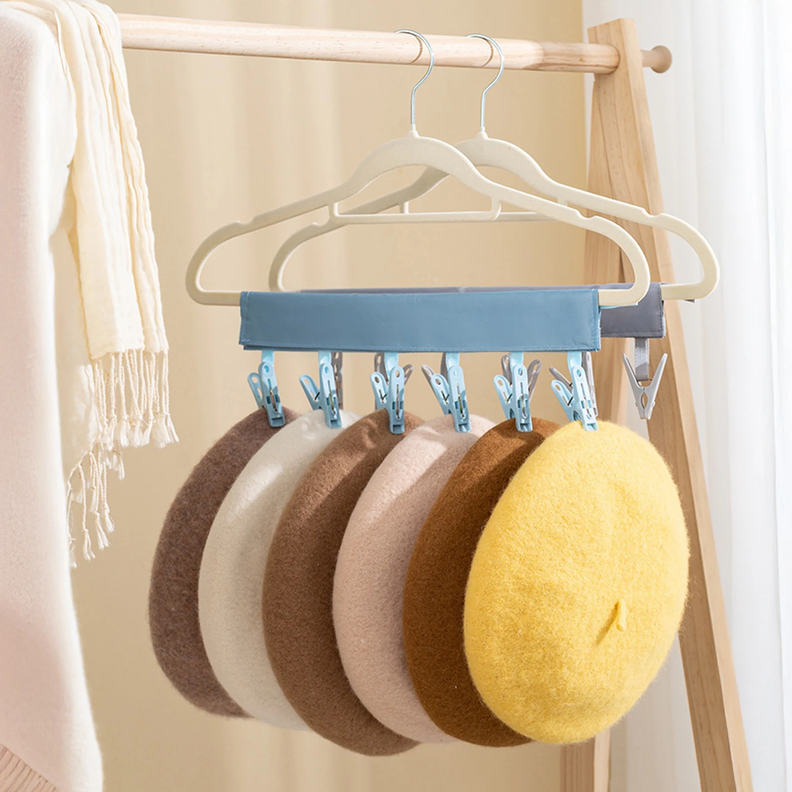 Multifunktionaler, zusammenklappbarer Wäscheklammer-Aufhänger, Stoffclip, Trocknungsaufhänger, Sockenclip, Unterwäsche-Clip, tragbarer Reise-Stoff-Aufhänger
