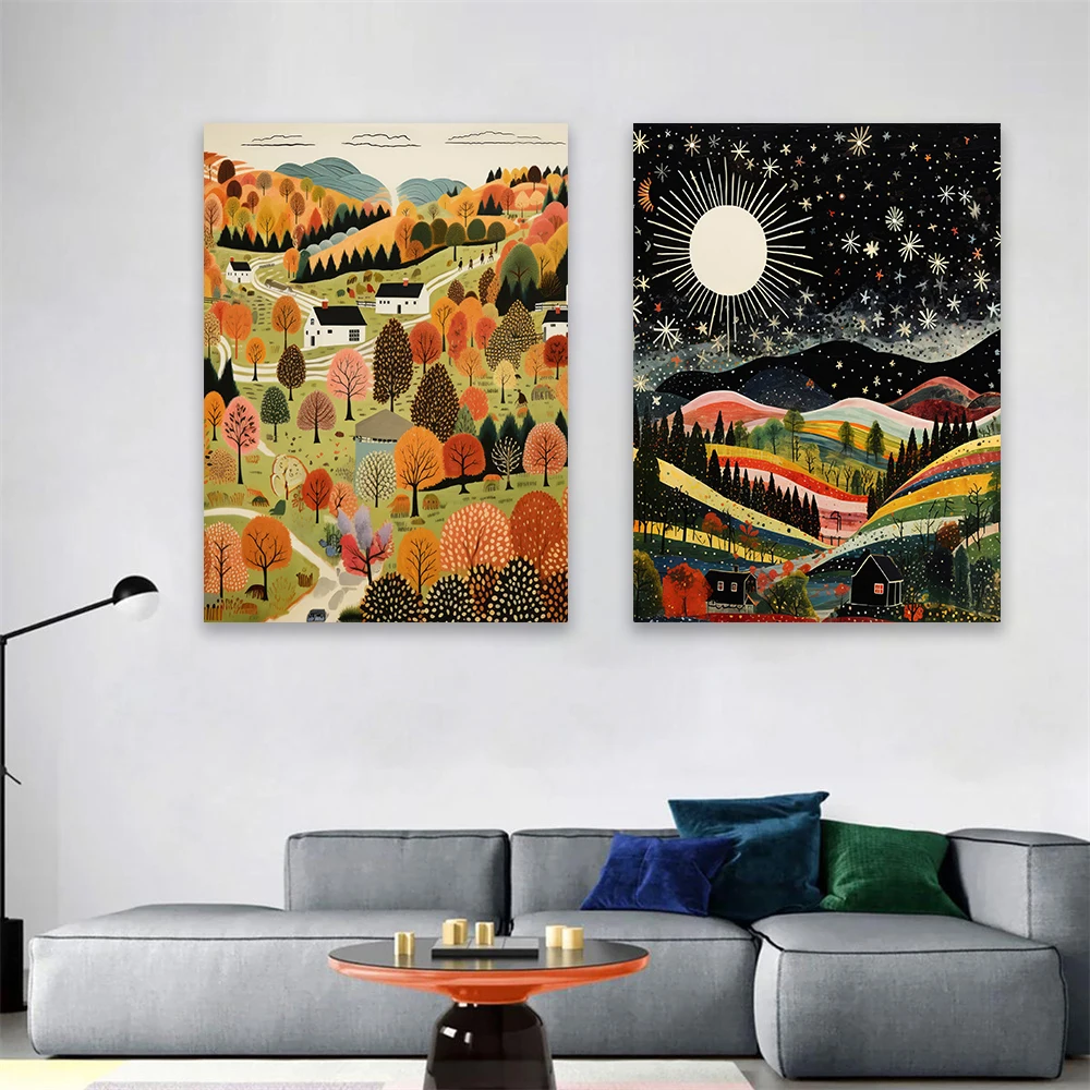 Oklahoma and Motto Landscape Travel Poster American Wall Art Print Michigan and Motto Landscape Canvas Painting Home Bedroom Art