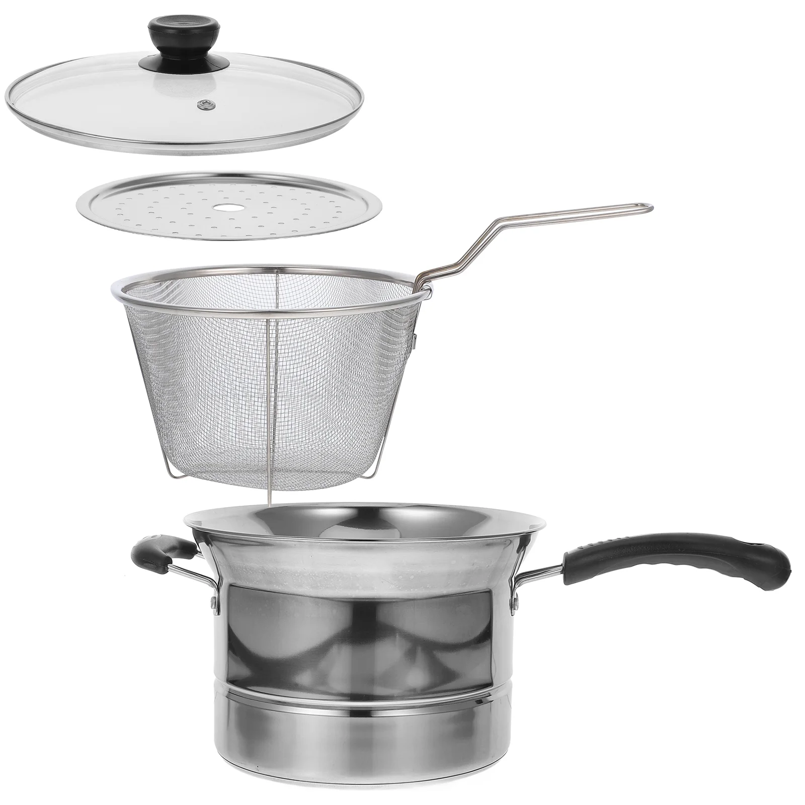 Stainless Steel Fryer Stock Pot Electric Griddle Filter Small Saucepan Pasta Basket