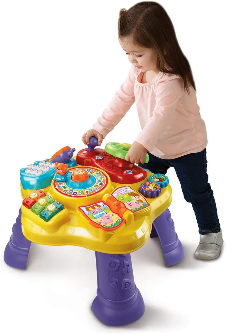 Interactive Learning Table for Toddlers, Yellow Educational Toy with Music & Activities