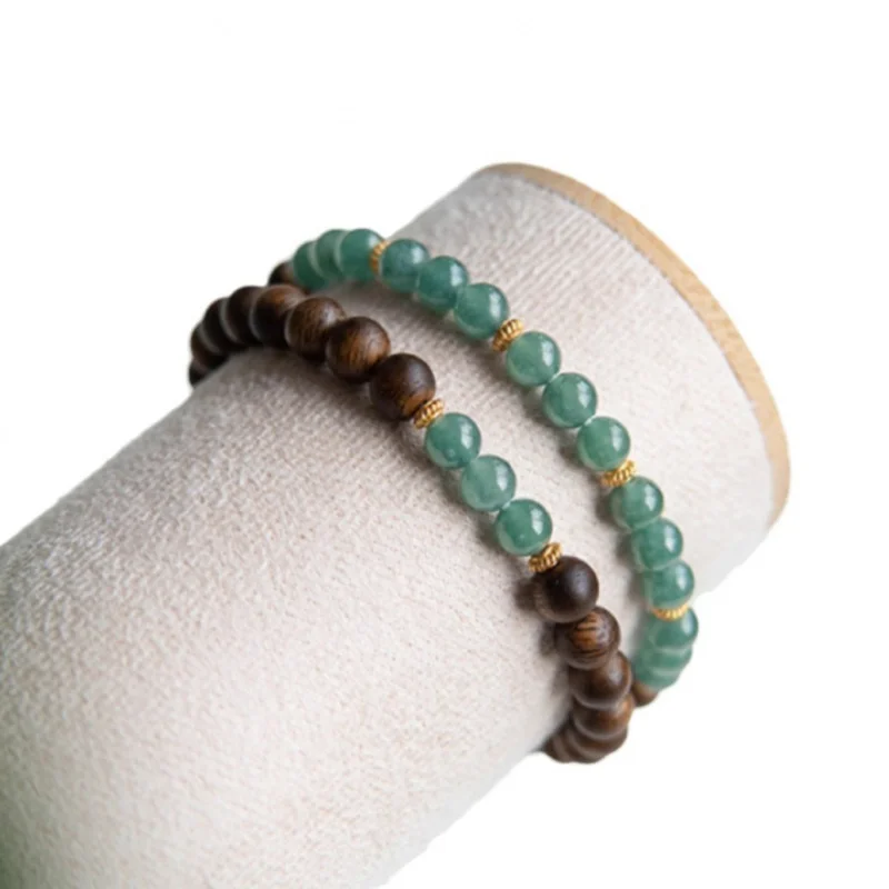 Natural Kyara Women's Double Circle Twin Bracelet Blue Jade