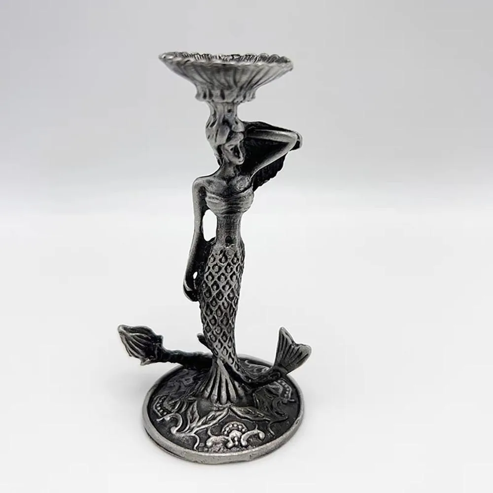 Mermaid Crystal Ball Stand Metal Figurine Display Base Sphere Holder Mineral Specimen Gemstone Home Office Decor