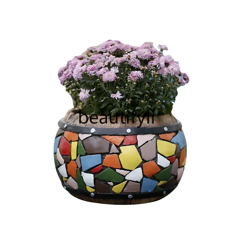 Creative King Size Flower Pot Villa Courtyard Sub-Garden Balcony Arrangement Decorative Ceramic Clearance Succulent Deep High