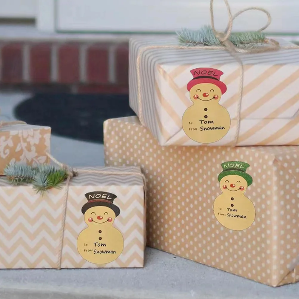 Christmas Stickers for Envelope Sealing Cartoon Party Gift Baking Kraft Paper Multi-function Label