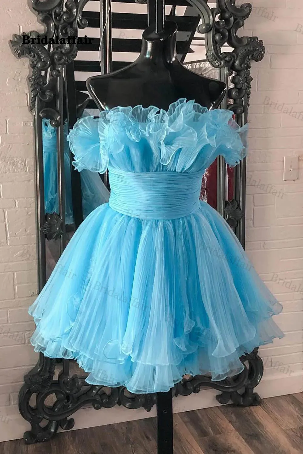 Blue A-Line Strapless Ruffled Short Homecoming Gowns Elegant Party Dresses 2024 for Wedding Plus Size Mini vestido coctel