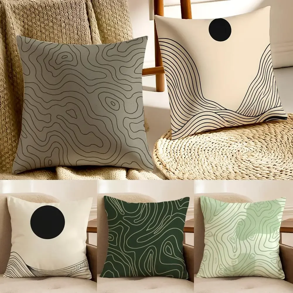 Artistic technique contour line Cushion Cover Faux fur decorative Dark academia style Cat scratching post Rustic Spa pillow