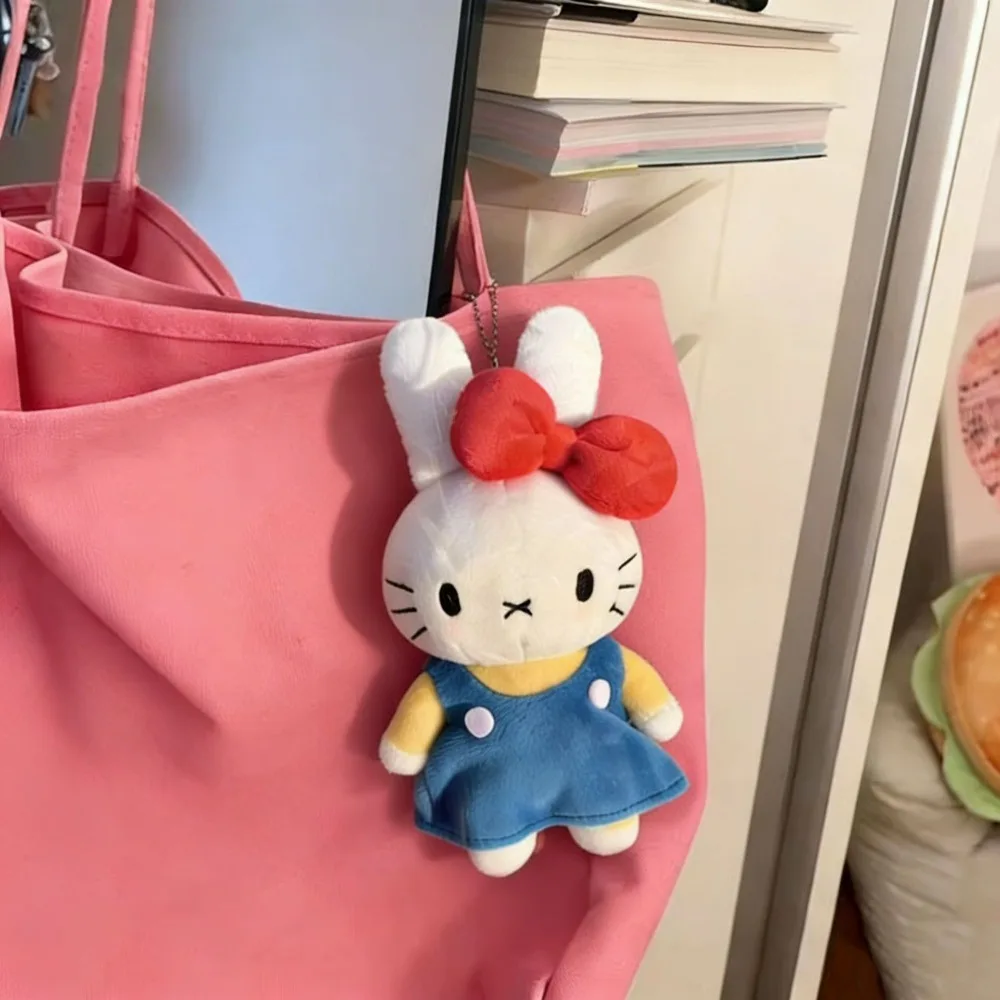 

New Cartoon 10CM Kawaii Miffy Plush Doll Keychain Cute Anime Kawaii Funny Plush Doll Couple Backpack Keychain Gift Toys