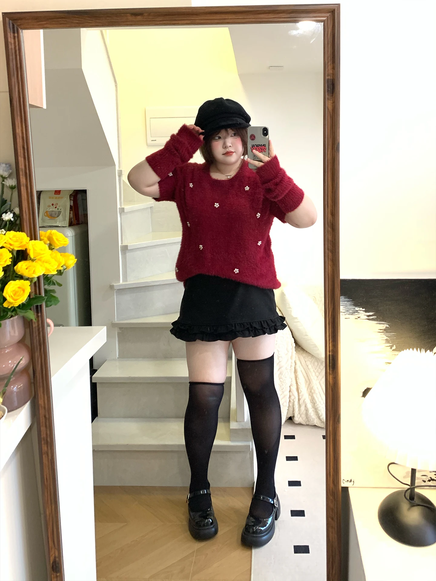 

Detachable Cisas Sle Knitted Sweater Sve Covers Soft Candy Beaded Flower Thiened Winter Women's Faion Top