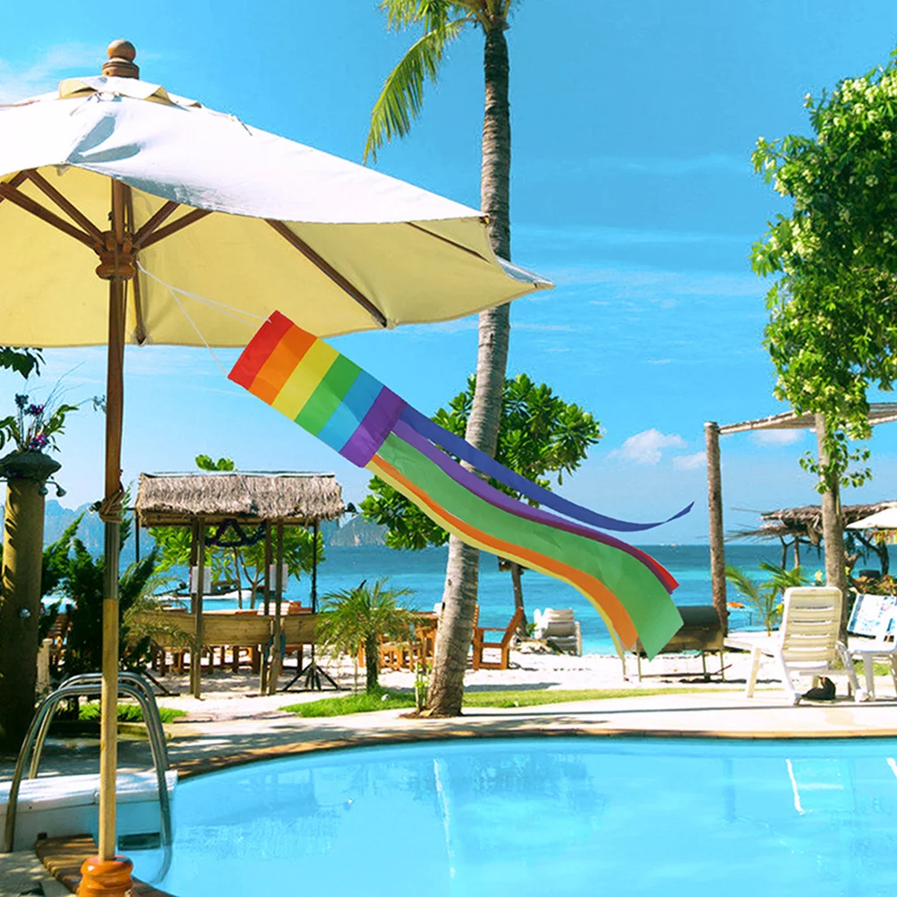 

2pcs Colorful Rainbow Windsock Flags Hanging Decor For Outdoor Garden Patio Wall Festival Lightweight Fabric Wind Sock Pride