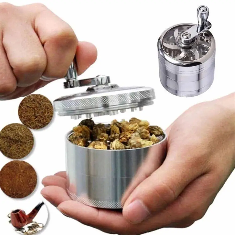 40mm 4 Layers Hand Muller Herb Tobacco Spice Herbal Metal Smoke Crusher Portable Grinder With Handle