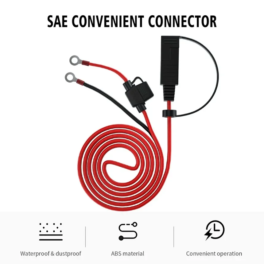 Waterproof OT Terminal Cable 1.4m Quick Disconnect Wire Harness Motorcycles Battery Charger SAE Connector Socket Cable with Fuse