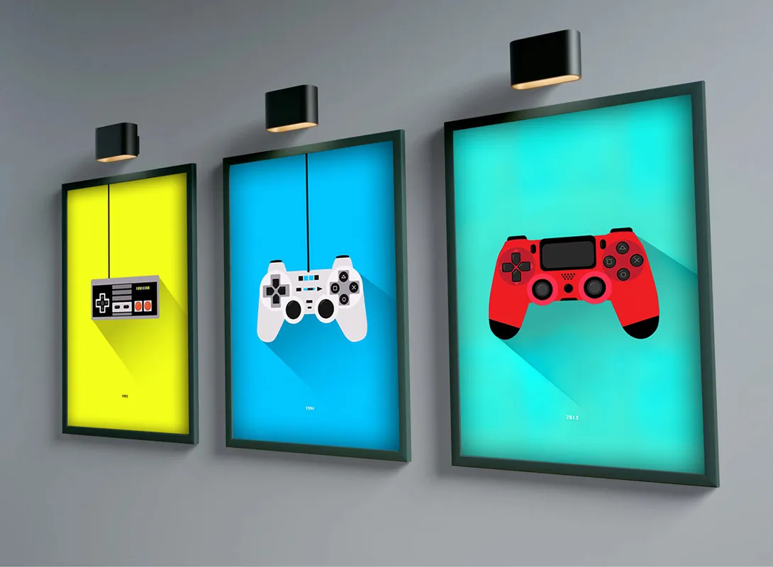 Colorful Game Controller Gamepad PS4 Canvas Painting boy room playroom interior poster posters Home Decor kids bedroom painting