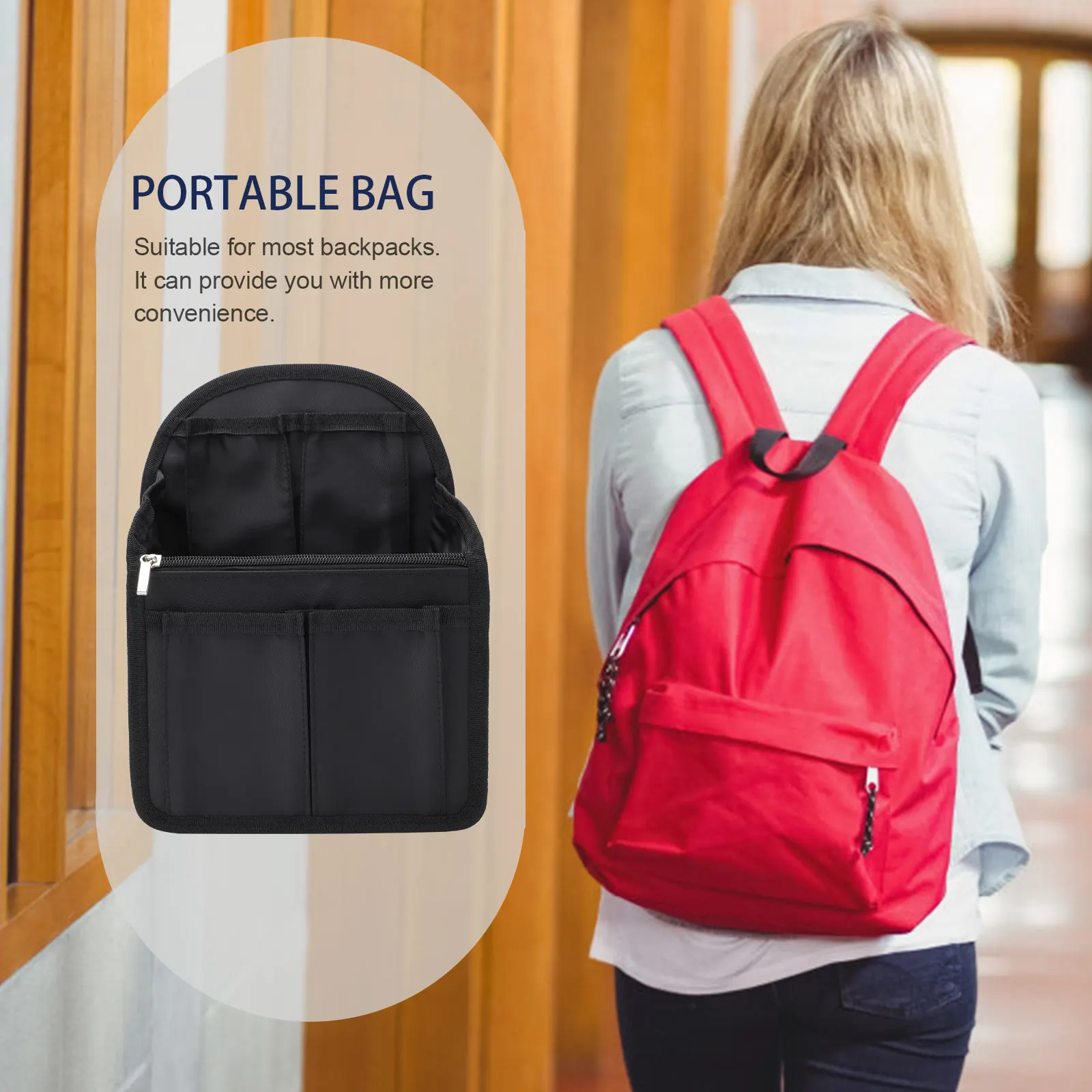 

1pc Sleeve Bag Multi-functional Storage Container Foldable Nylon Liner Travel Portable Tote Bag for Backpack Multi-pocket Light