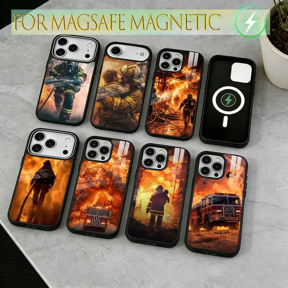 Firefighters put out fires  Phone Case For iPhone17,16,15,14,13,12,11 Plus,Pro Magnetic For Magsafe Wireless Charging