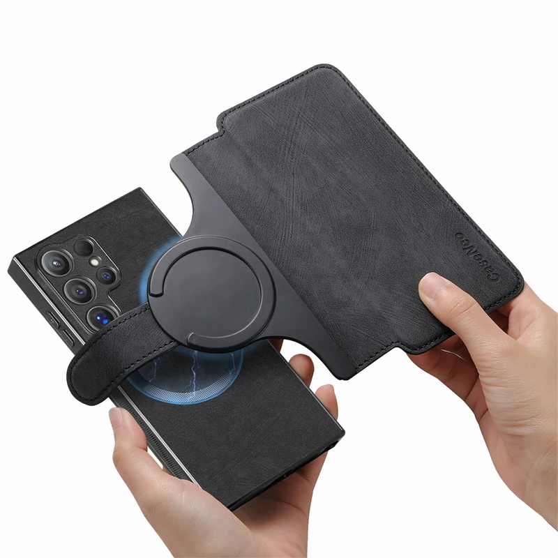 2-in-1 magnetische Flip-Ledertasche für Samsung Galaxy S25 Edge S24 Ultra S23 S22 Plus S21 Fe S25Edge Magsafe Card Wallet Cover