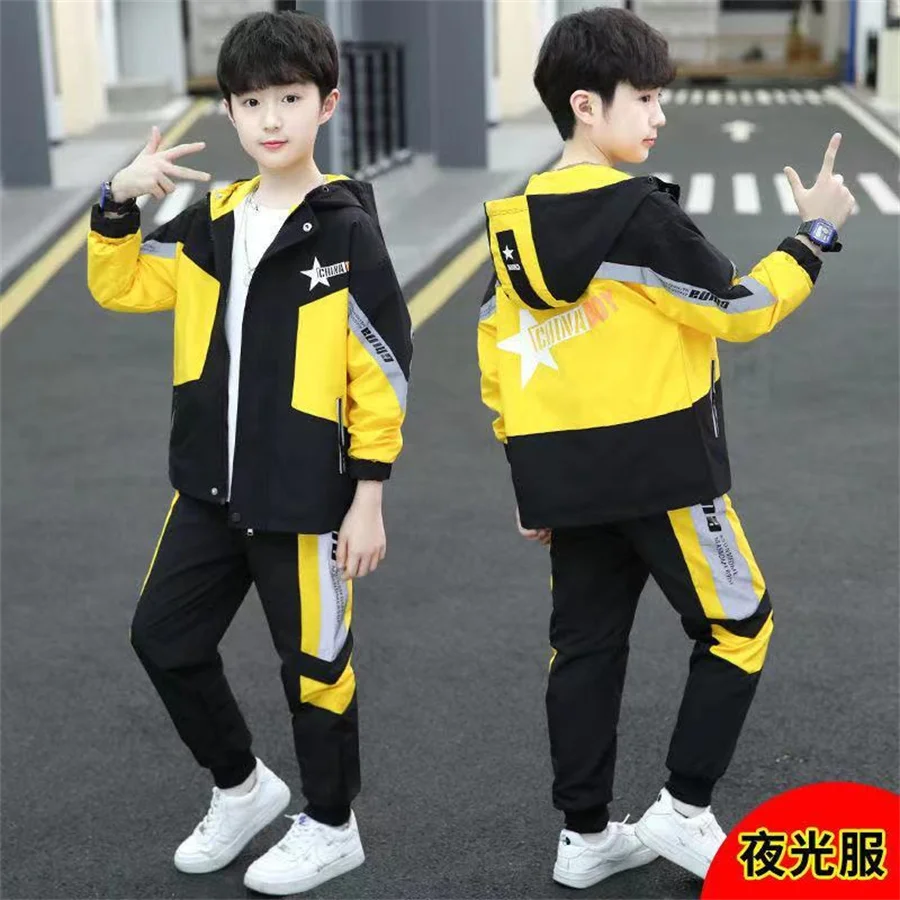 Boys Clothing Suits Sweatshirts +Pants Coat Spring Autumn Kids Teenagers Outwear High Quality Coat Kids Cotton Tracksuit Sport S